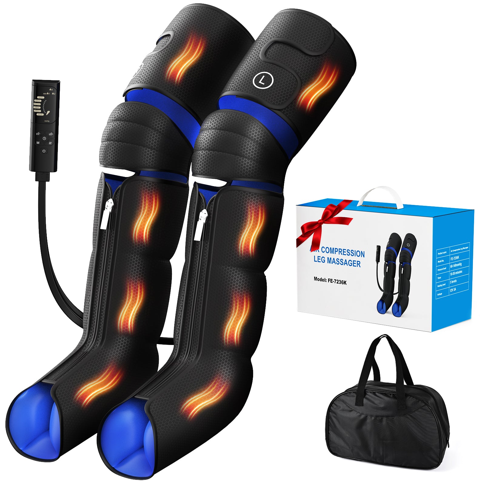 HLTHZONE Leg Massager with Heat & Compression for Circulation & Pain Relief, Gifts for Mom Dad Men Women, Full Leg & Foot for Swelling, 6 Modes 9 Intensities 3 Heat, Easy Use LCD Display