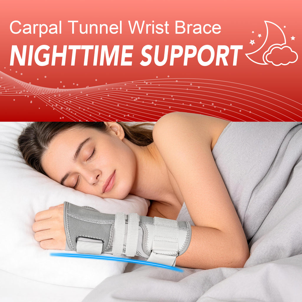 HLTHZONE Carpal Tunnel Wrist Stabilizer, Left Wrist, Adjustable Wrist Brace for Tendonitis & Arthritis, Firm Stability, All Day Wear - Gray