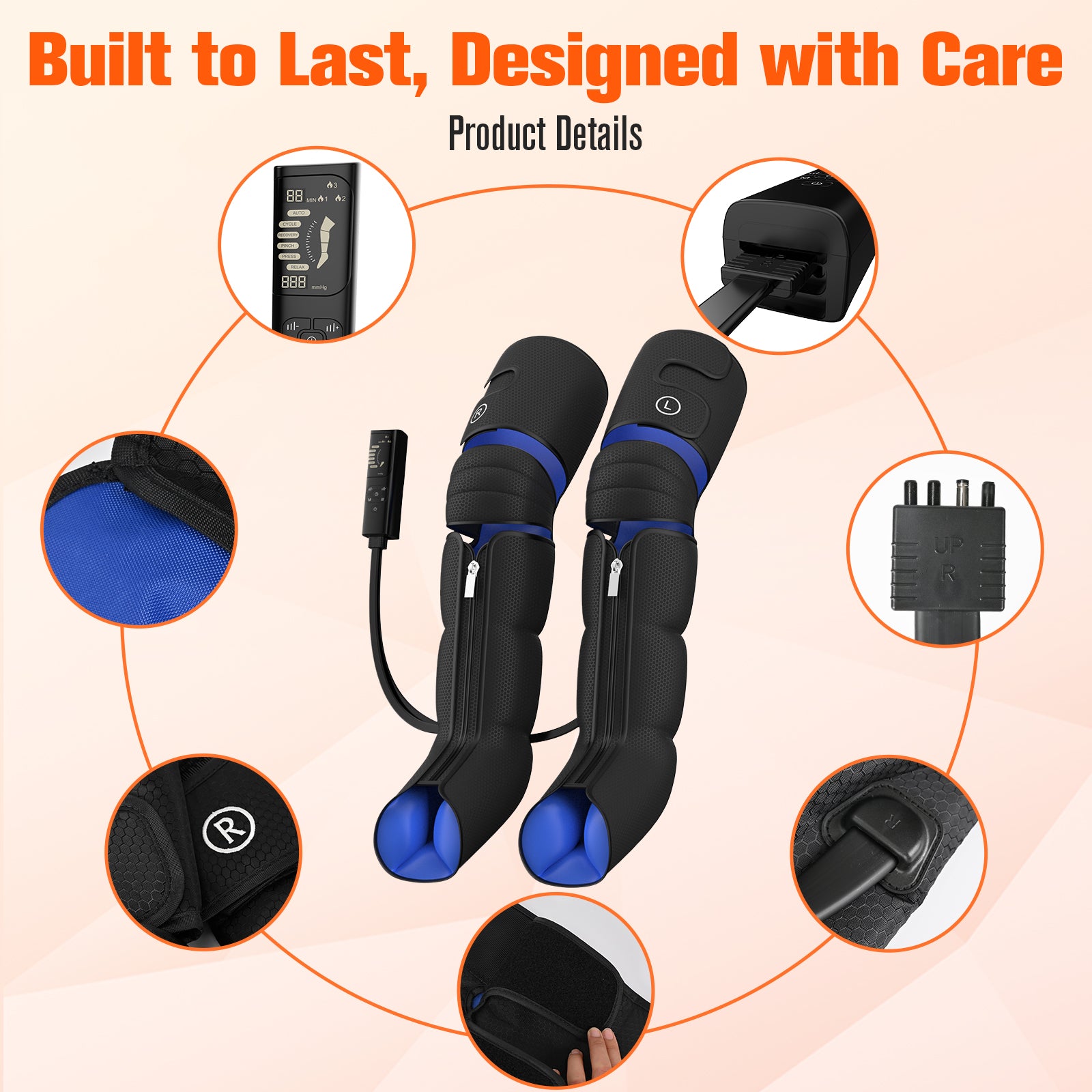 HLTHZONE Leg Massager with Heat & Compression for Circulation & Pain Relief, Gifts for Mom Dad Men Women, Full Leg & Foot for Swelling, 6 Modes 9 Intensities 3 Heat, Easy Use LCD Display