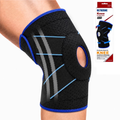 HLTHZONE Neoprene Knee Brace with Adjustable Compression for Knee Pain Relief, Size L, 1 Pack(Black Blue)