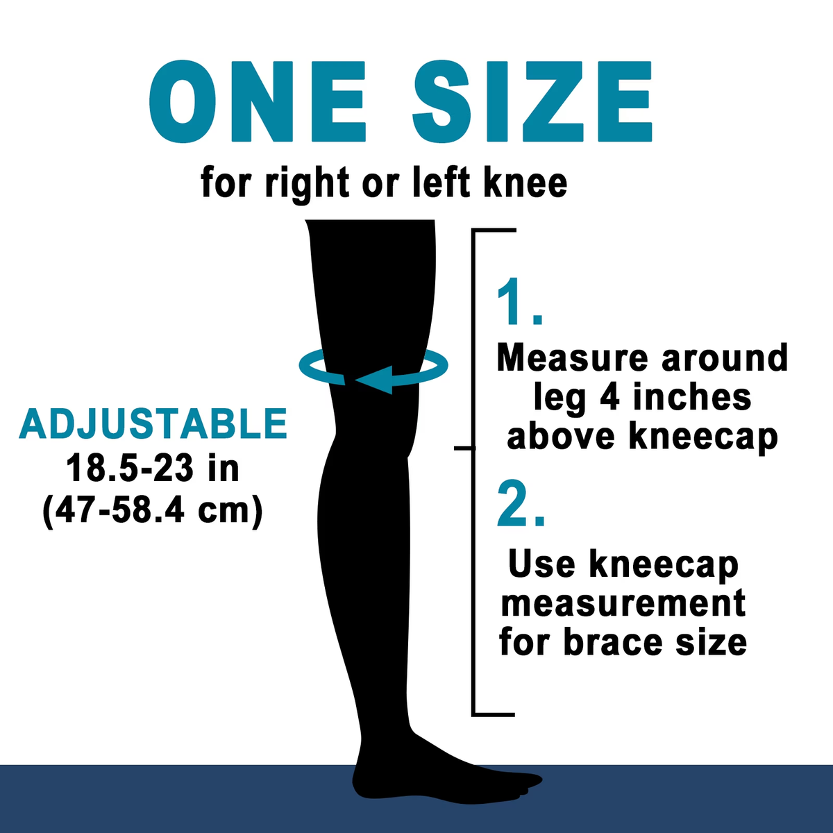 HLTHZONE Adjustable Knee Brace with Side Stabilizers, Compression Support for Running, Meniscus Tear, Arthritis, ACL LCL & Knee Pain Relief, Unisex, XL, Black/Blue