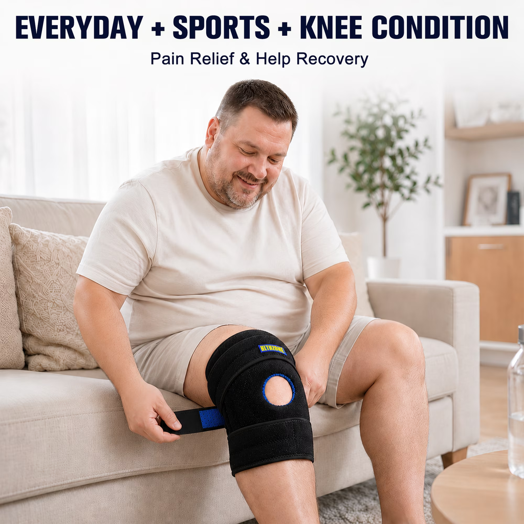 Plus Size Knee Brace for Women and Men, Fits Thighs X-5XL, Adjustable Knee Support with Side Stabilizers & Patella Gel for Overweight, Arthritis Pain Relief Brace