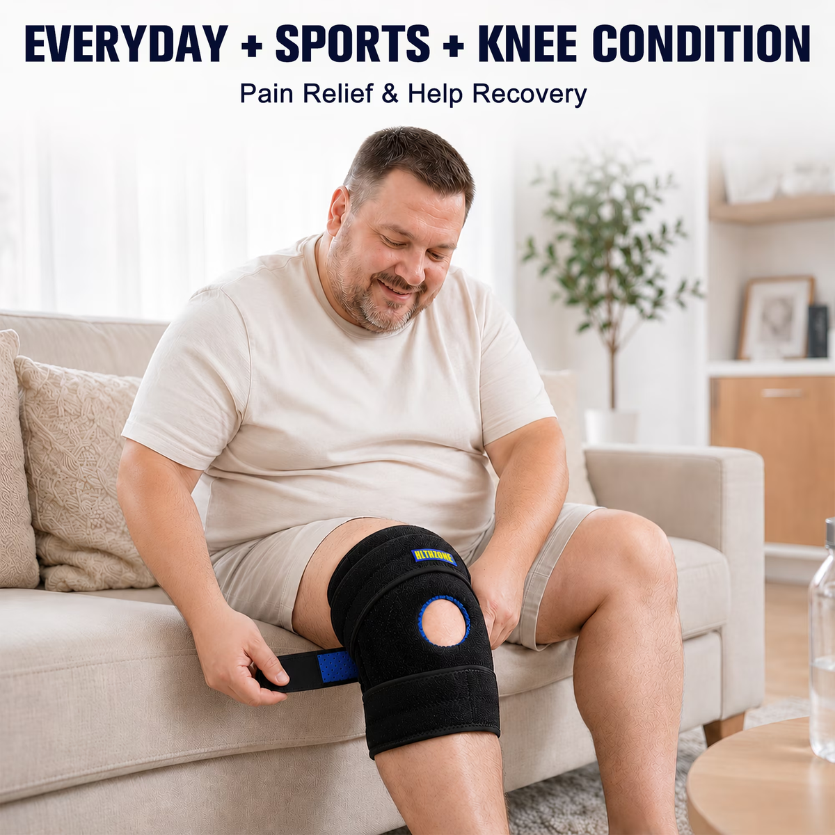 Plus Size Knee Brace for Women and Men, Fits Thighs X-5XL, Adjustable Knee Support with Side Stabilizers & Patella Gel for Overweight, Arthritis Pain Relief Brace